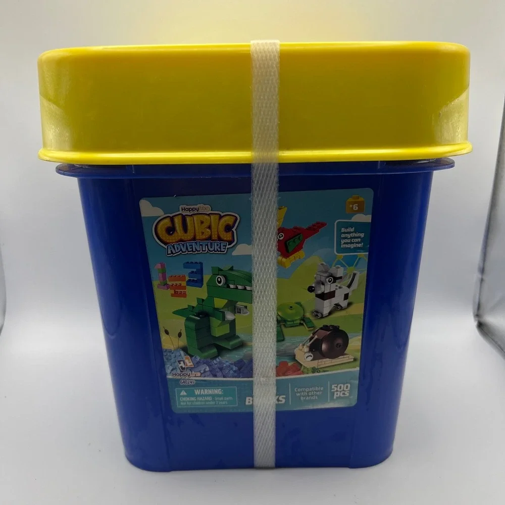 Happy Line Cubic Adventure 500 Piece Building Blocks Set Blue Bucket 640249 NEW